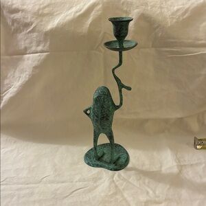 Green Frog Candle Holders